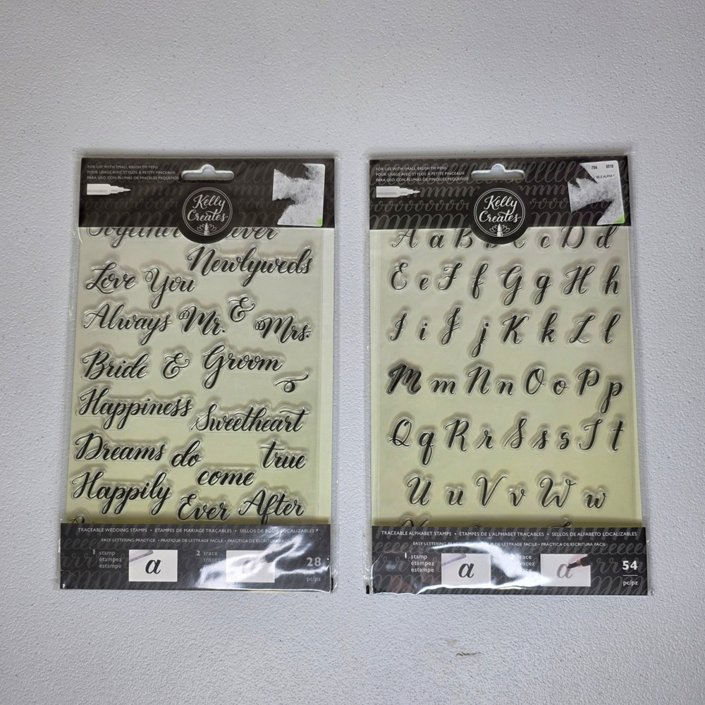 Kelly Creates Clear Stamps 2pc Set Script Wedding Alphabet 346398 346392 Crafts